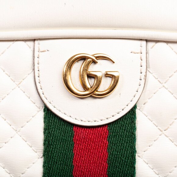 Authentic Gucci White Stripe Leather Trapuntata Handbag - Picture 11 of 12
